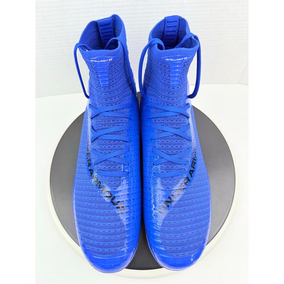 Under Armour UA Highlight 2 MC Knit Mens Sz 13 Blue Football Cleats 3027304-400 - Picture 2 of 9